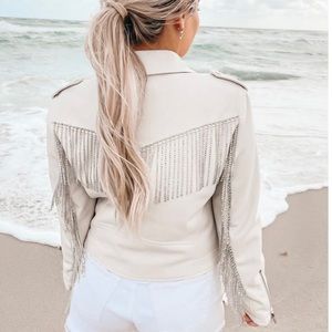 BuddyLove Rife Crystal Fringe Jacket White
